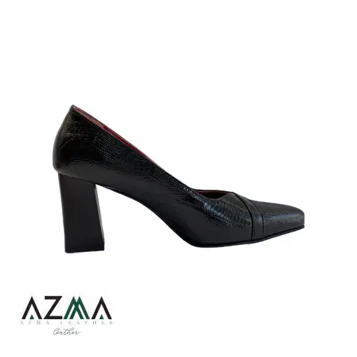 کفش پاشنه دار چرمی زنانه کد 421