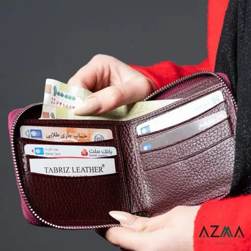 کیف پول تمام چرم مدل مربع